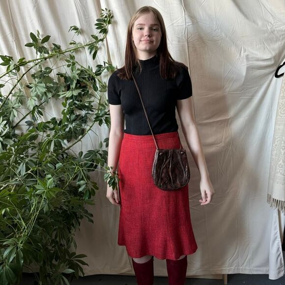 Vintage 90s Sharif Brown and Black Faux Python Snakeskin Bucket Crossbody Bag - Picture 2 of 3